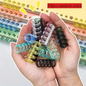 10pcs Five Hole Binder Binding Buckle Adhesive Clip Detachable Binder Ring Plastic Buckle Ring DIY Plastic Clip Office Supplies