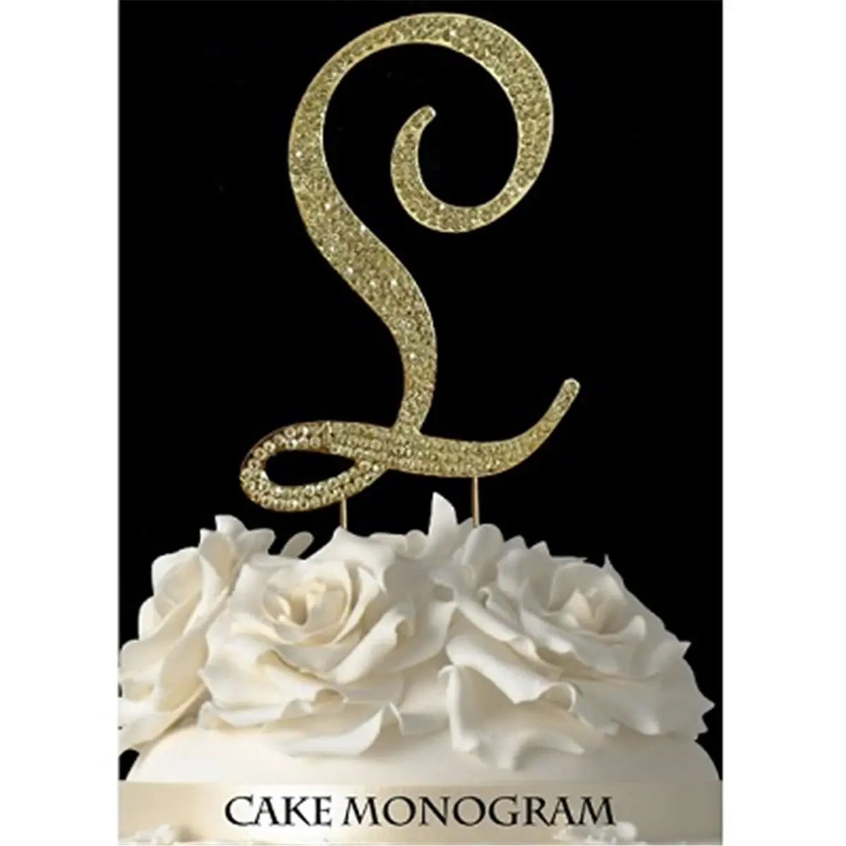 212 MAIN Large Gold Rhinestone Monogrammed Letter Wedding Cake Topper - Home Supplies, Festive & Party Decor for Weddings, Anniversaries, Rhinestones