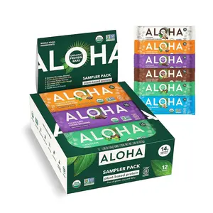 ALOHA Organic Plant Based Protein Bars – Vegan, Low Sugar, Gluten-Free, Low Carb 12 Count, Protein Bar Sampler