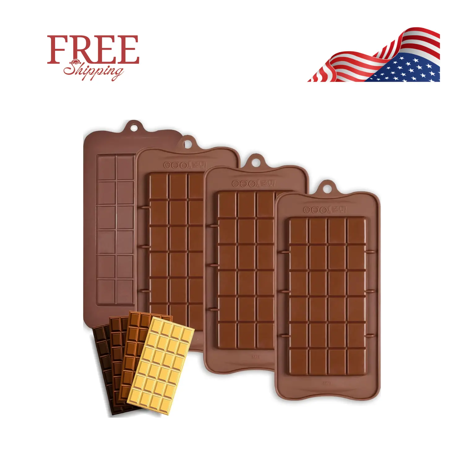 Chocolate Bar Molds Silicone Classic 4 Pack