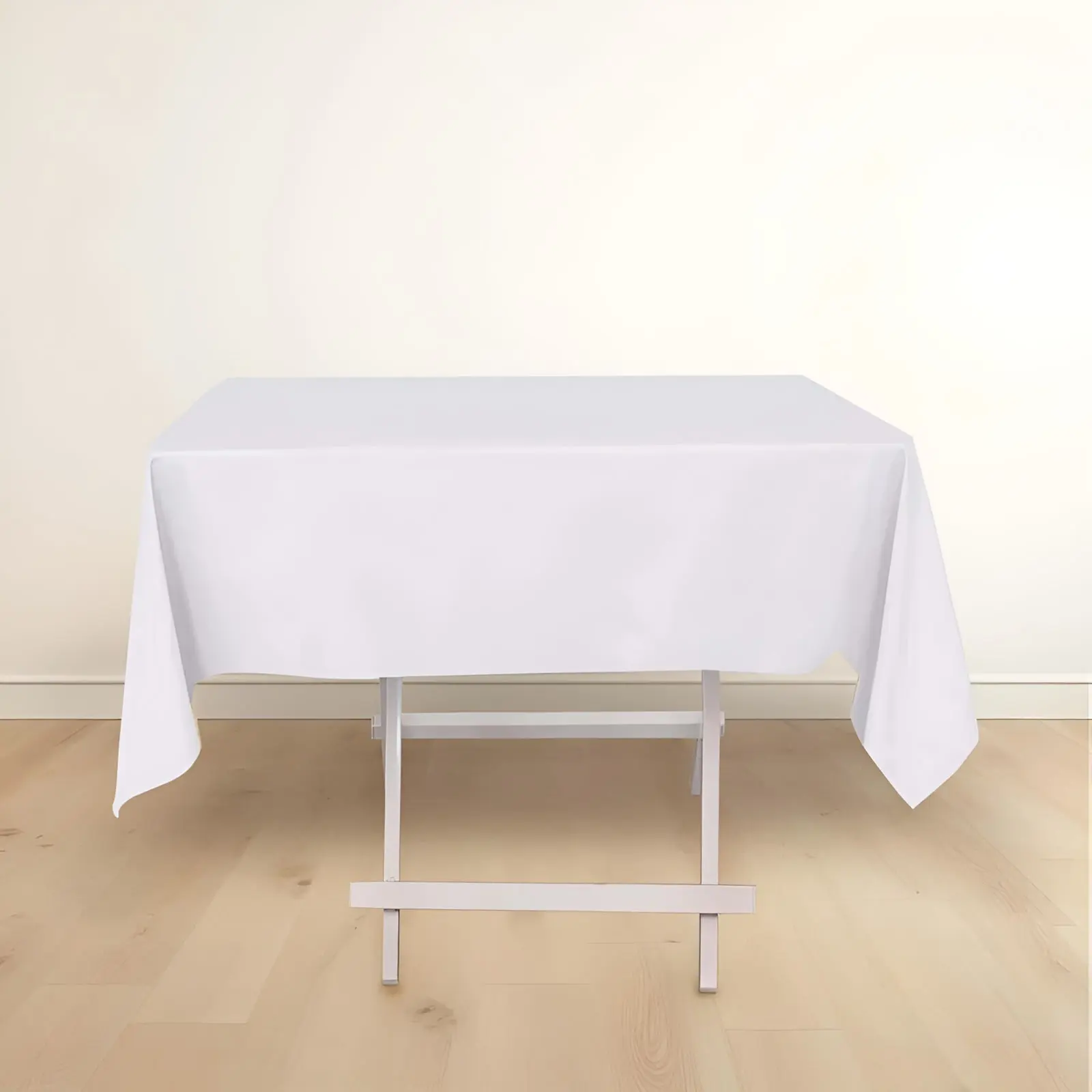 54"x54" White Scuba Square Tablecloth - Wrinkle-Free, Stain-Resistant Sophisticated Table Cover, Machine Washable for Hospitality, Party Events