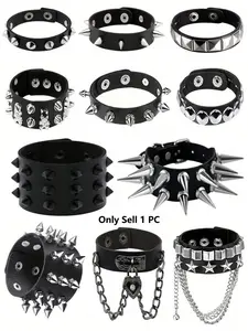 Punk Style Spiked Decor PU Leather Bracelet, Fashionable Jewelry for Women & Men, Trendy Versatile & Exquisite Jewelry for Birthday Gifts, Fashion Bracelets for Parties & Daily Wear