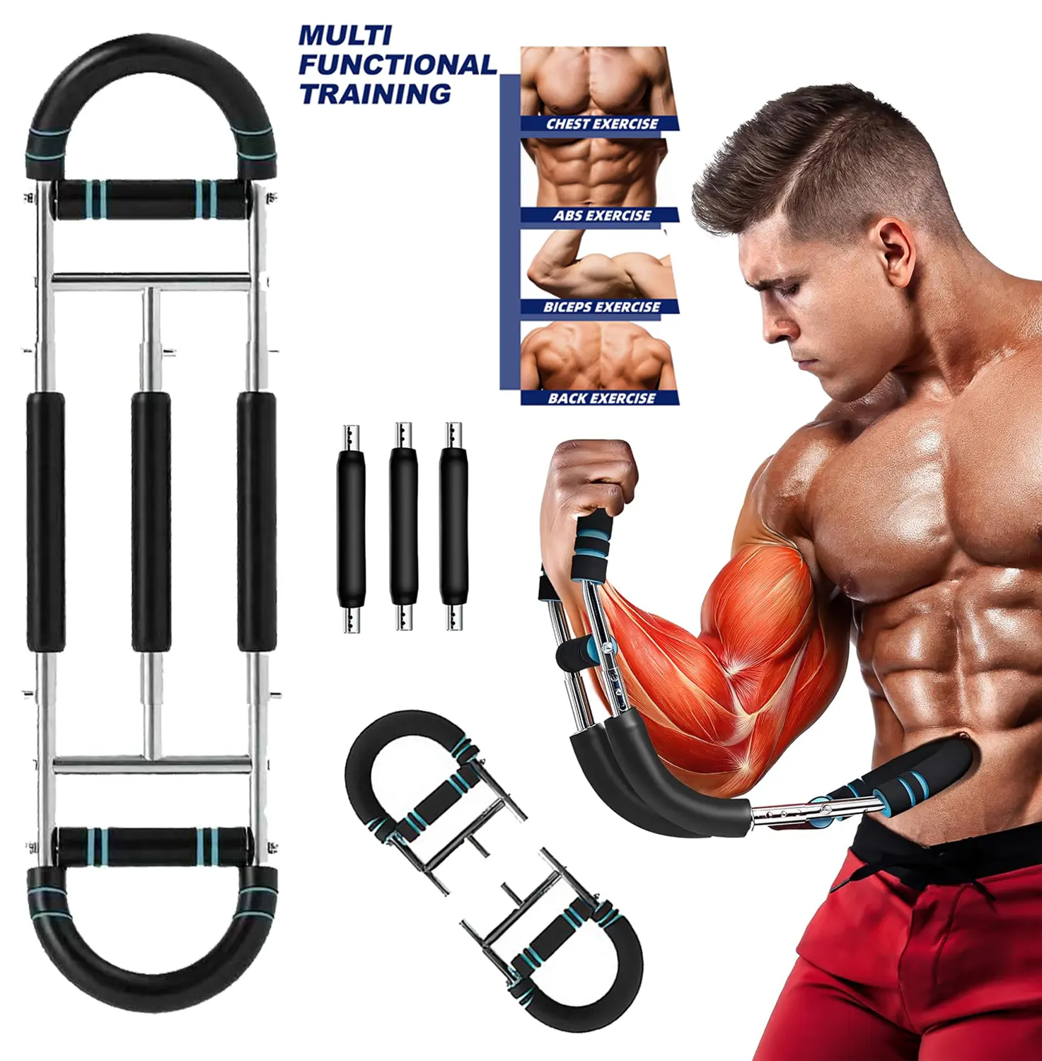 Arm Trainer, Adjustable Chest Workout Equipment, Arm Trainer for Men, Chest Trainer for Men, Shoulder Muscle Training, Portable Spring Resistance Home Fitness Equipment summerwins