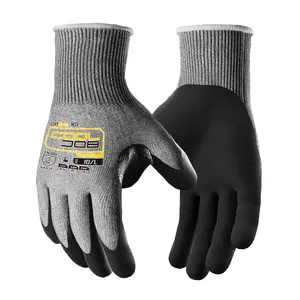 COOLJOB 1/3/12 Pairs A5 Cut Resistant Gloves , Nitrile Rubber Dipped Safety Work Gloves for Men, Knife Proof with Grip Coating