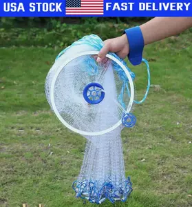 6-16Ft Fishing Cast Net w/Zinc Ring Bait Easy Throw Hand Cast Strong Nylon Mesh