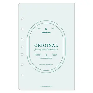 Franklin Planner Original One-Page Monthly Calendar Tabs Classic Jan 2026 - Dec 2026