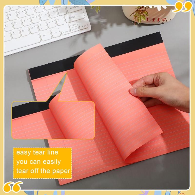 12 count 11" x 9.5" Legal Pads College Ruled Notepad Landscape Notebook Horizontal Lined Notebook 80 Gsm Assorted Colors Paper Pastel Writing Pads for School Office, 40 Sheet (Bright Color)