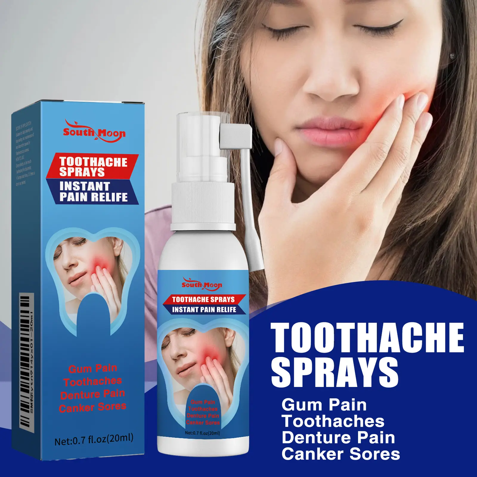 South Moon Natural Bad Breath Freshening Breath Care Oral Spray - 0.71 oz (20ml) Alcohol-Free, Antibacterial, Anti-Cavity, Tooth Decay Prevention, Damage Repair, Fresh Oral Hygiene Support for Adults