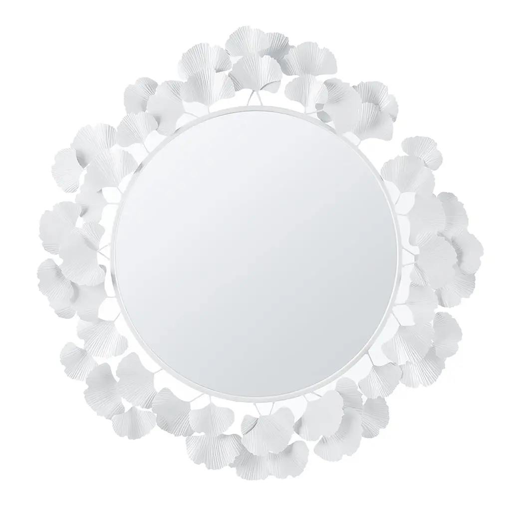 Martha Stewart Eden Wall-Mount Round Mirror, MT95F-0098, 30.5" Dia, Nature-Inspired Ginkgo Leaves Design - Light, Durable, Elegant, Metal Iron & MDF Frame, Hanging Home Decor Accessory