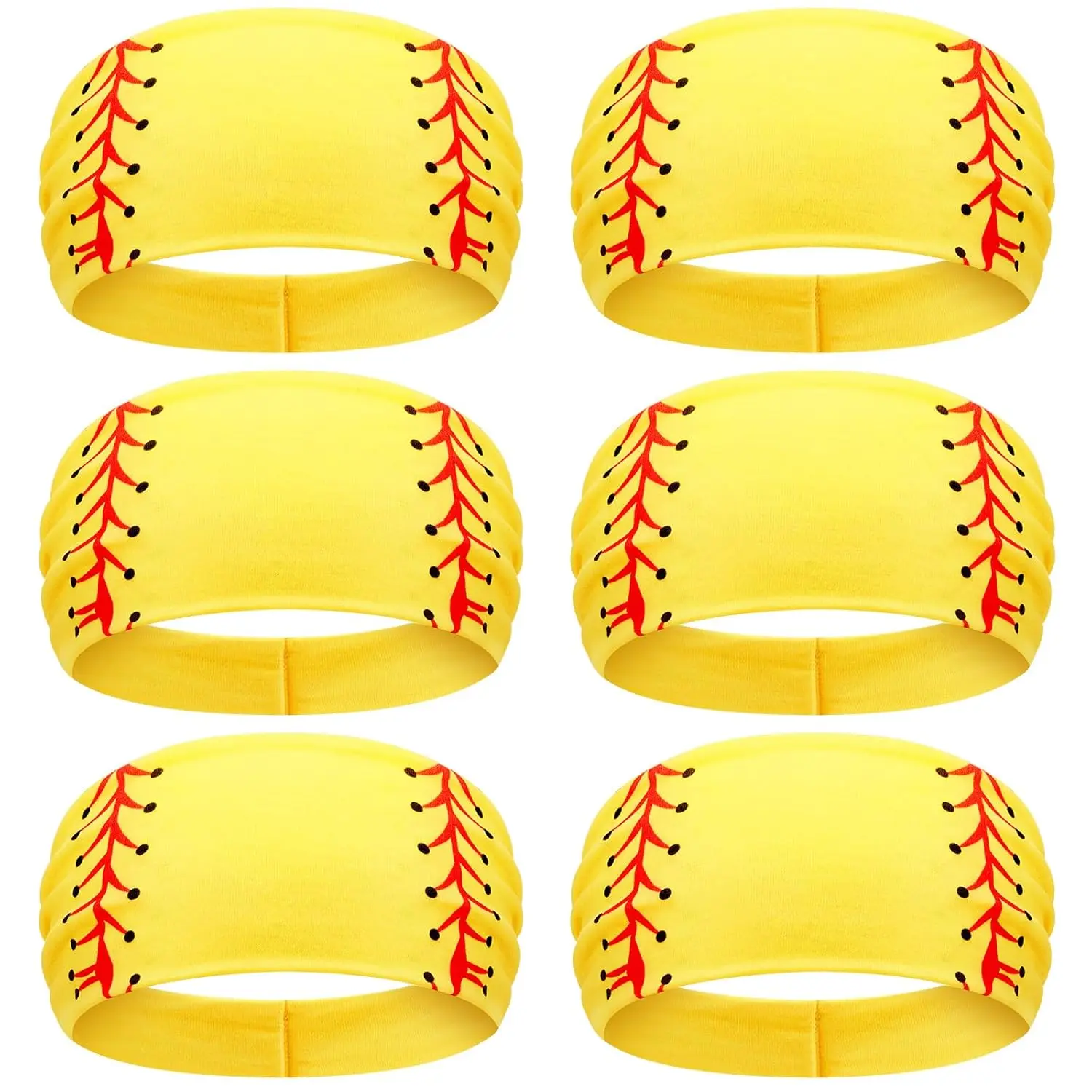 L-HDW075 6 Pcs Softball Cooling Headband Instant Cooling Wicking Sweatband Running Workout Non Slip Headbands for Women Softball Team Gifts for Girls Bulk