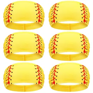 L-HDW075 6 Pcs Softball Cooling Headband Instant Cooling Wicking Sweatband Running Workout Non Slip Headbands for Women Softball Team Gifts for Girls Bulk