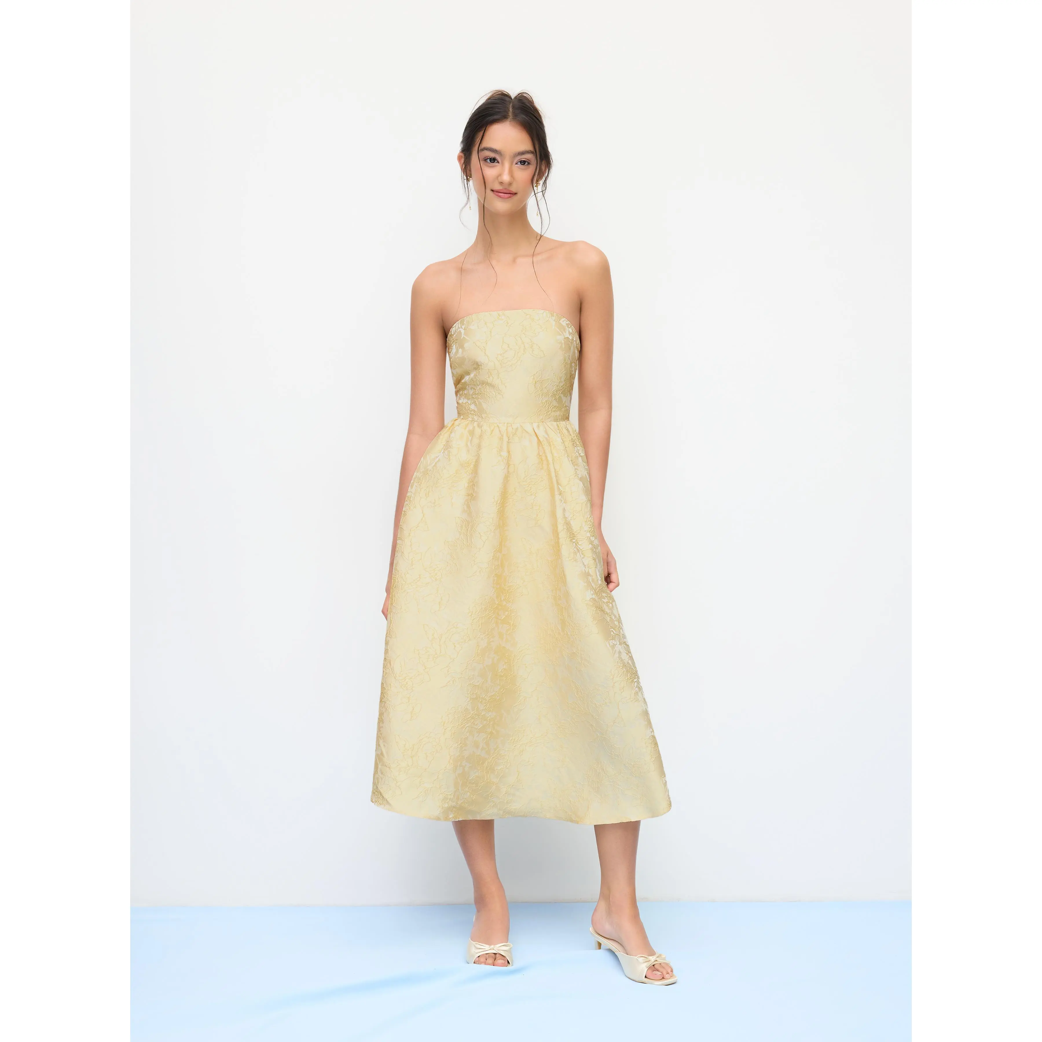 canary yellow lace dress STASIA SATIN MAXI SLIP DRESS - CANARY YELLOW main image 1