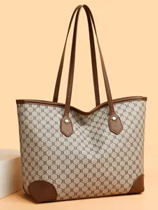 Large Shoulder Tote Bag, Fashionable Letter Pattern, Spacious and Durable, Ideal for Daily Use and Travel, All-Season Casual Style, Letter Printed Bag, Casual Trendy Bag