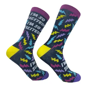 Women's Im so Excited Im so Scared Socks Funny Thrilled Panicking Footwear Funny Graphic Socks Comfortable Fitted Spandex Cotton
