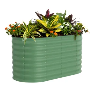 Galvanized Raised Garden Bed Metal Planter Box, 18/24 Inch Tall Outdoor Vegetable Gardening Bed, 0.6mm Heavy Duty Large Plant Boxes for Backyard Patio