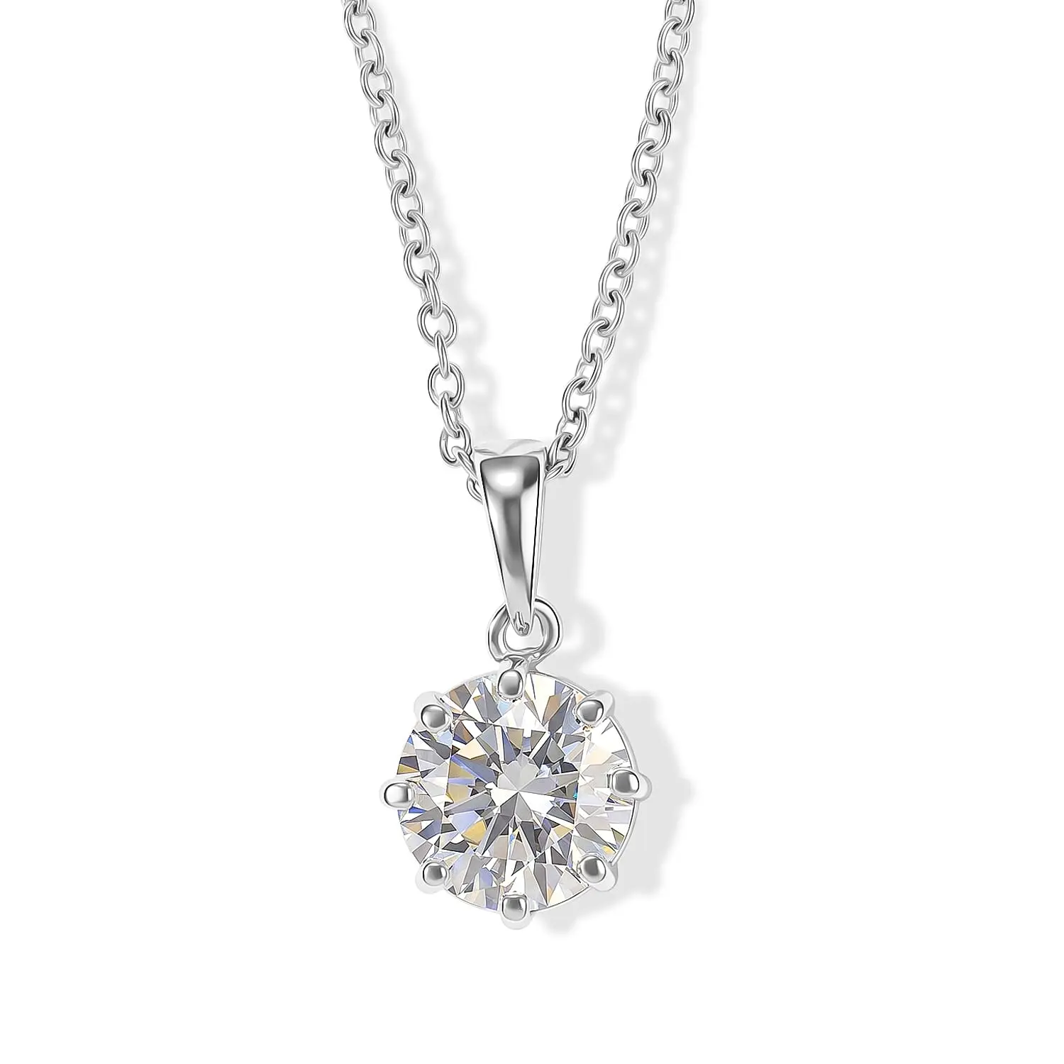 EverTrue Simulated Diamond Pendant Necklace (20 Inches) in Stainless Steel 5.70 ctw