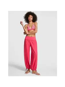PINK Foldover Linen Jogger Pants