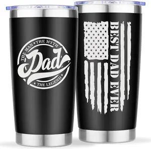 Gifts for Dad from Daughter Son - Dishwasher Safe "Best Dad Ever" Gift for Christmas Birthday Fathers Day - Laser Engraved Dad Cup Mug Tumbler with The Man The Myth The Legend, 20 oz Stainless Steel 20 OZ Stainless Steel Tumbler
