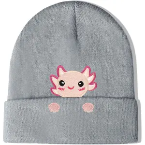 Axolotl Gifts Embroidered Beanie Hat for Women Men Cute Axolotl Lovers Knit Funny Birthday Christmas Stocking Gifts Stuff
