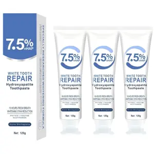 3PCS 7.5% Hydroxyapatite Toothpaste, repairs enamel, reduces stains, gentle mint flavor, daily protection.