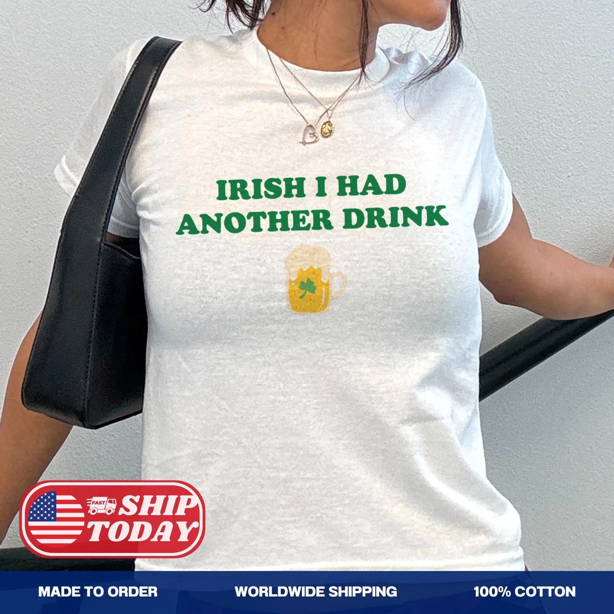 Irish I Had Another Drink Baby Tee Funny St Patrick's Day Y2k Tee Cute Drinking Irish Shirt Gift For St Patrick's Day Irish Tee
