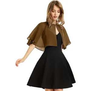 Women's Soft Chiffon Shawl Wraps Shrug for Evening Dress Wedding Cape Bolero Flapper Cover Up