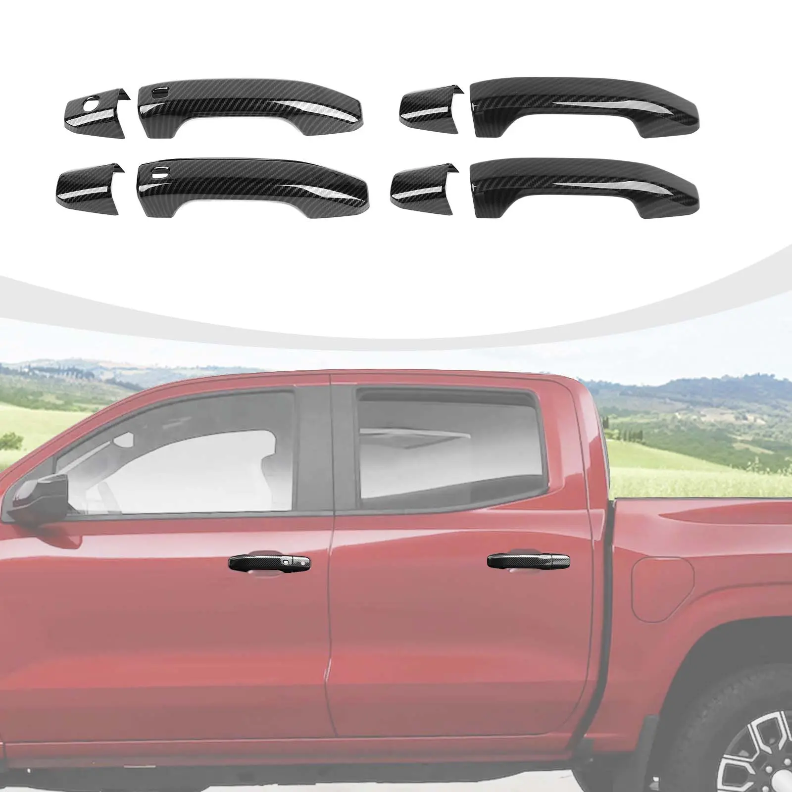 Car Door Handle Decor Trim Cover Shell - Vehicle Exterior Accessory, ABS Shell Resists Daily Wear, Scratch-Resistant Finish Stays Sleek, DIY Adhesive Install Saves Time, DIY Stick-On for 2023+ Chevy Colorado, 2019+ Chevy Silverado, 2019+ GMC Sierra Trucks