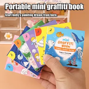 Cartoon Convenient Mini Doodle Book for Kids, 50 Sheets Colorful Watercolor Coloring Book, Early Childhood Drawing Notebook