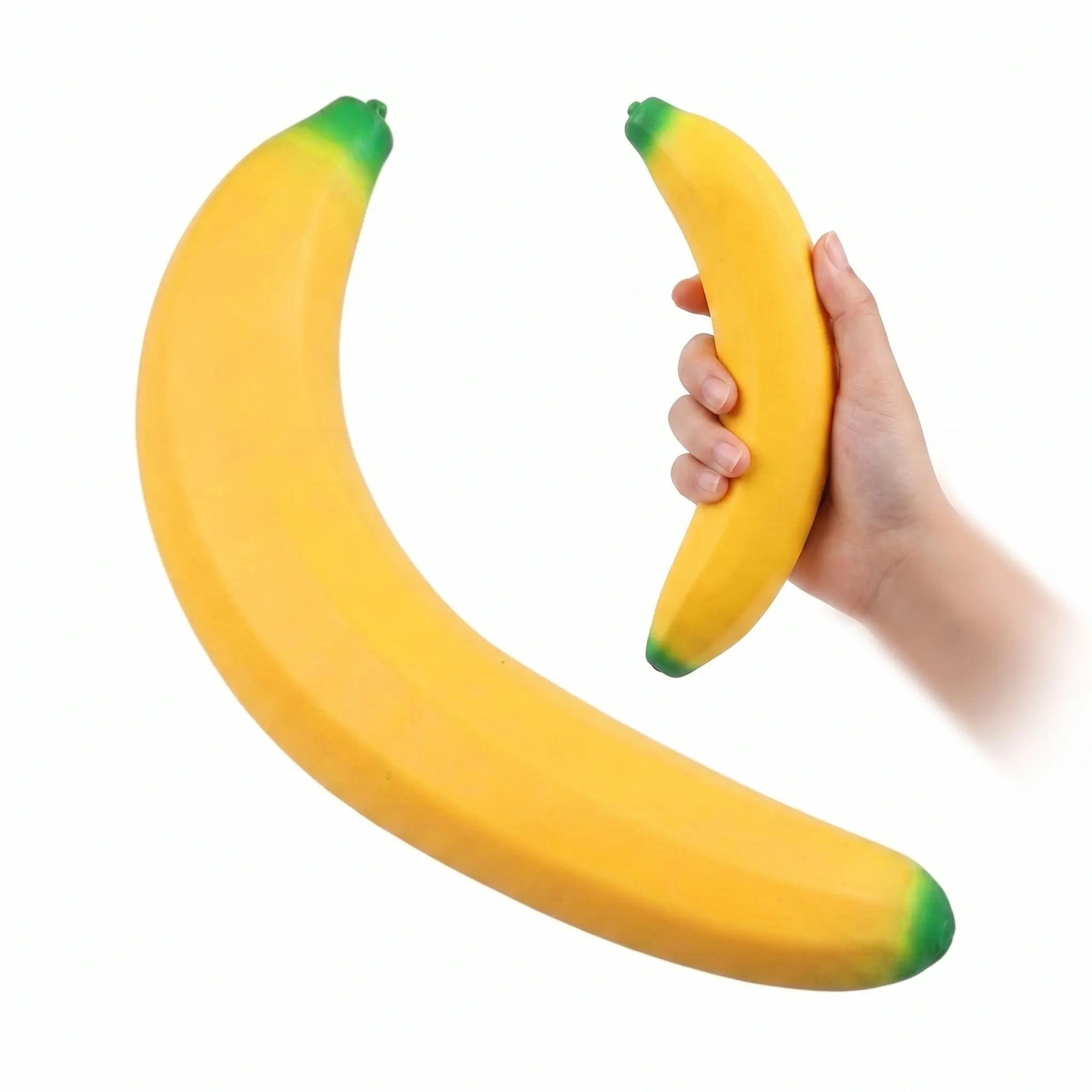 Large 16.9 Inches Giant Realistic Banana Squishy Fidget Toy, Super Soft Stretchable Fruit Stress Relief Squeeze Toy, Novelty Office Desk Decor, Funny Gag Prank Gift for Adults Teens Kids Coworkers