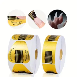 [Golden Nail Forms] 50/100/500pcs Golden Self-Adhesive Nail Forms | UV & Poly Gel Extensions, Matte Finish, Medium Square Shape, Manicure Design Accessories, Nail Art