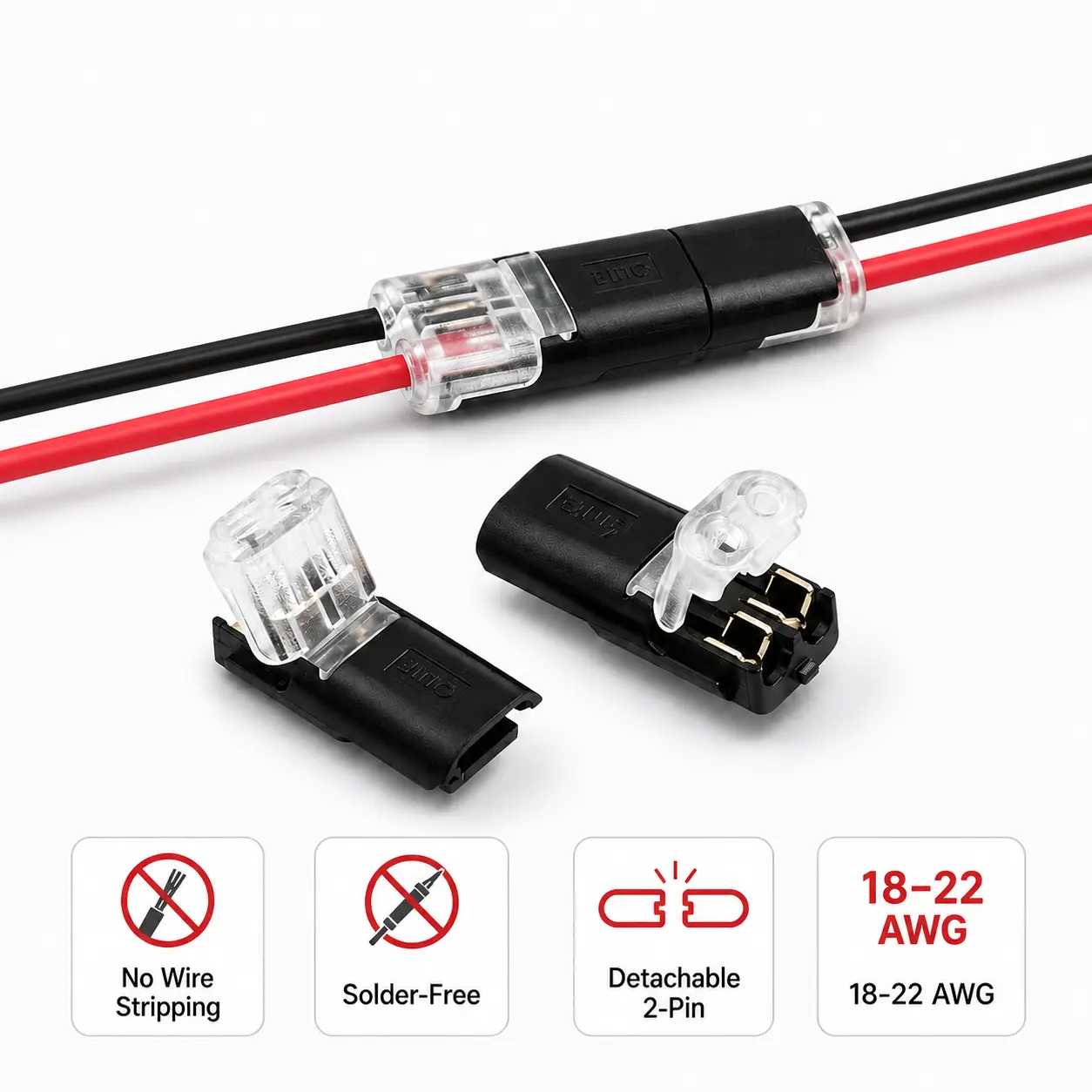 Brass Quick Wire Splicing Connector, 6mm Thin, 22-18 AWG, 10A, No Twist No Solder, Suitable for LED Light Strips, Brass Connectors, Quick Connectors