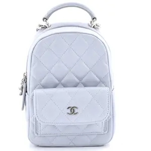Pre-owned CHANEL Leather Backpacks Classic CC Chain Pocket Backpack Quilted Caviar Mini by Rebag