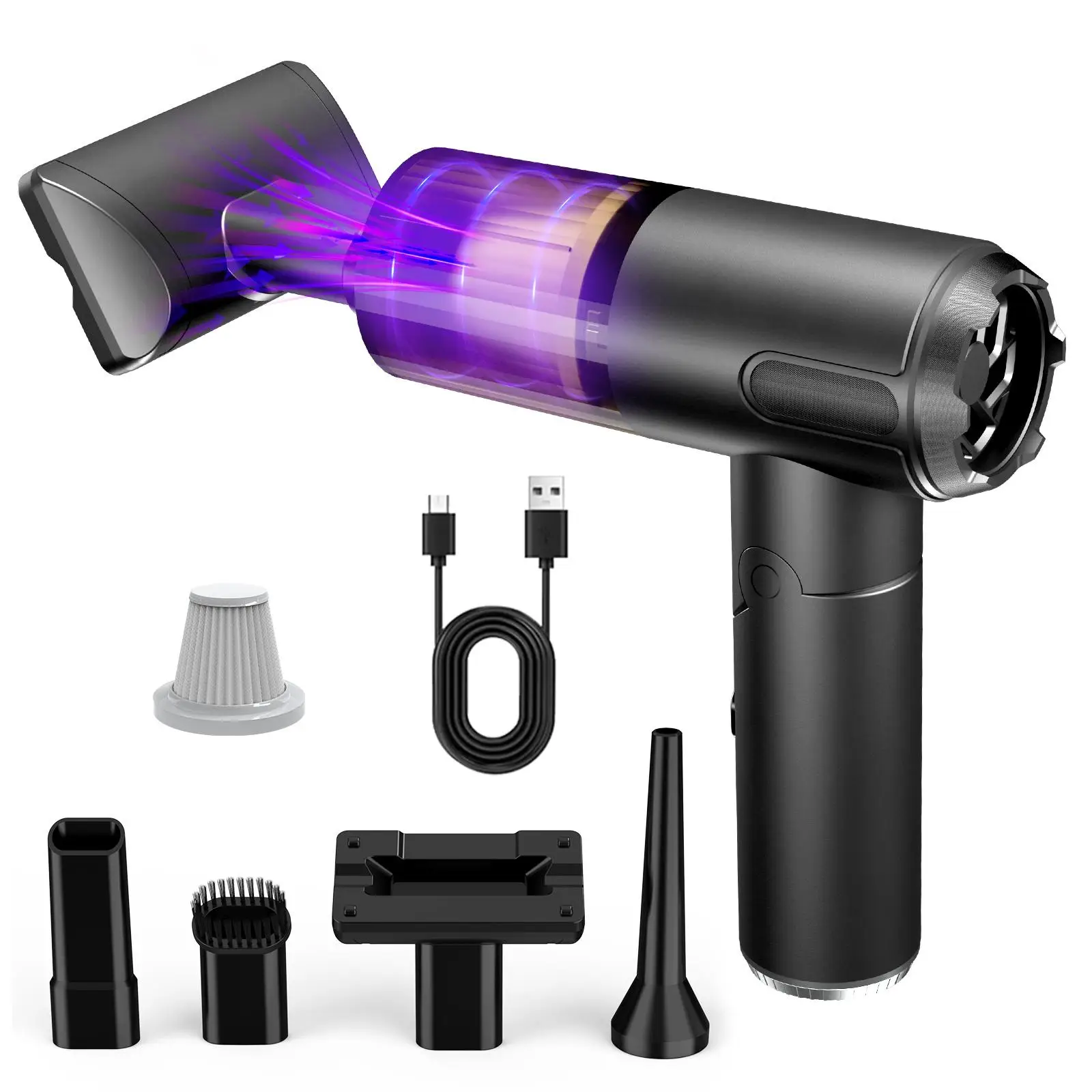 Handheld Car Vacuum Cleaner, Rechargeable Powerful Car Vacuum Cleaner, Multifunctional Car Cleaning Tool for Car, Home, Office, Pet, Home Appliances