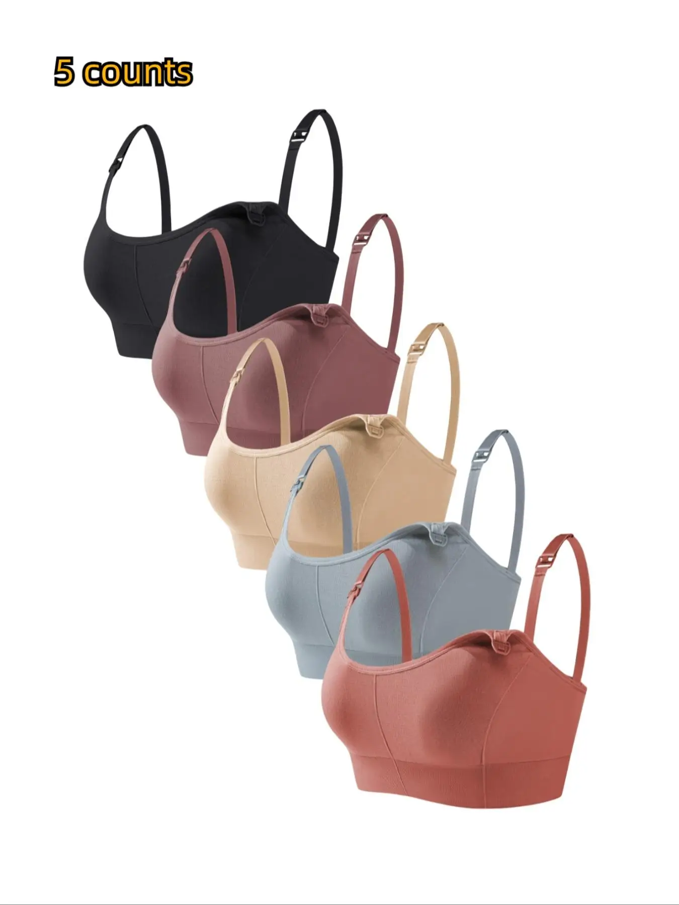 Women's Solid Detatchable Adjustable Strap Nursing Bra Set, Front Buckle Bra Soft Comfortable Breathable Maternity Bra, Maternity Clothing, Maternity