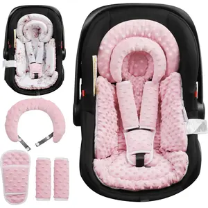 Infant Car Seat Insert with Removable Cushion for Baby Preemie Newborn Infant, Reversible carseat Insert Head Body Support Fits for Stroller, Baby Swing, Rocker, Bouncer, Bassinet - Pink