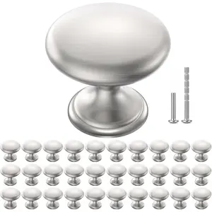 Cabinet Knobs Brushed Nickel 30 Pack Cabinet Handles Drawer Knobs Solid Knobs  with Screws for Dresser Drawer Cabinet Cupboard - Modern Kitchen, Bedroom and Bathroom Hardware