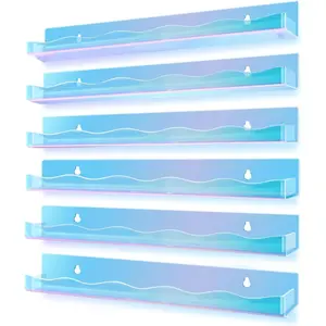 15" Nail Polish Rack Wall Mounted Shelves Acrylic Paints Gel Polish Organizer and Storage with End Caps for Nail Techs, Art Lovers, Great Display Salons, Rainbow springtok