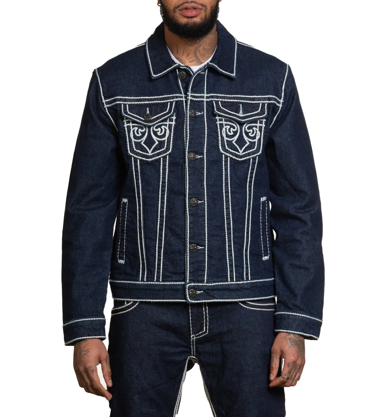 Affliction Men's Prairie Denim Coat - Menswear Casual Graphic Top for Men