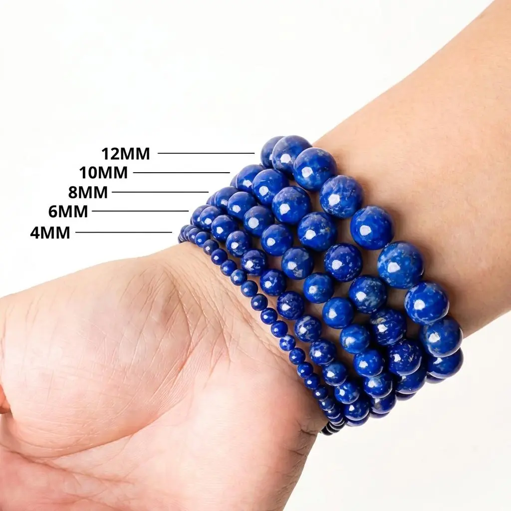 Blue Lapis Lazuli Friendship Bracelet 6/8/10/12mm Beads | Crystal Healing Beaded Bracelets for Kids, Men, Women, Couples Bring Love Relationships Truth