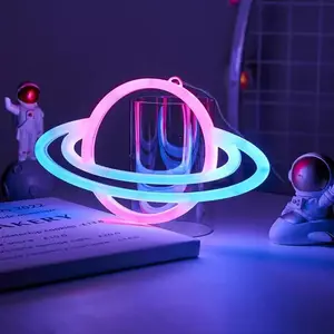 Planet LED Neon Light – Saturn Style Room Decor for Bedroom Kids Gift