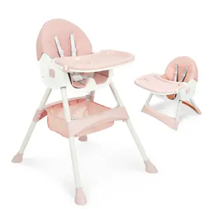 Baby High Chair 6 in 1 Convertible High Chairs with 5-Point Safety Harness, Foldable Design, Adjustable Dining Tray, Easy to Clean Surface