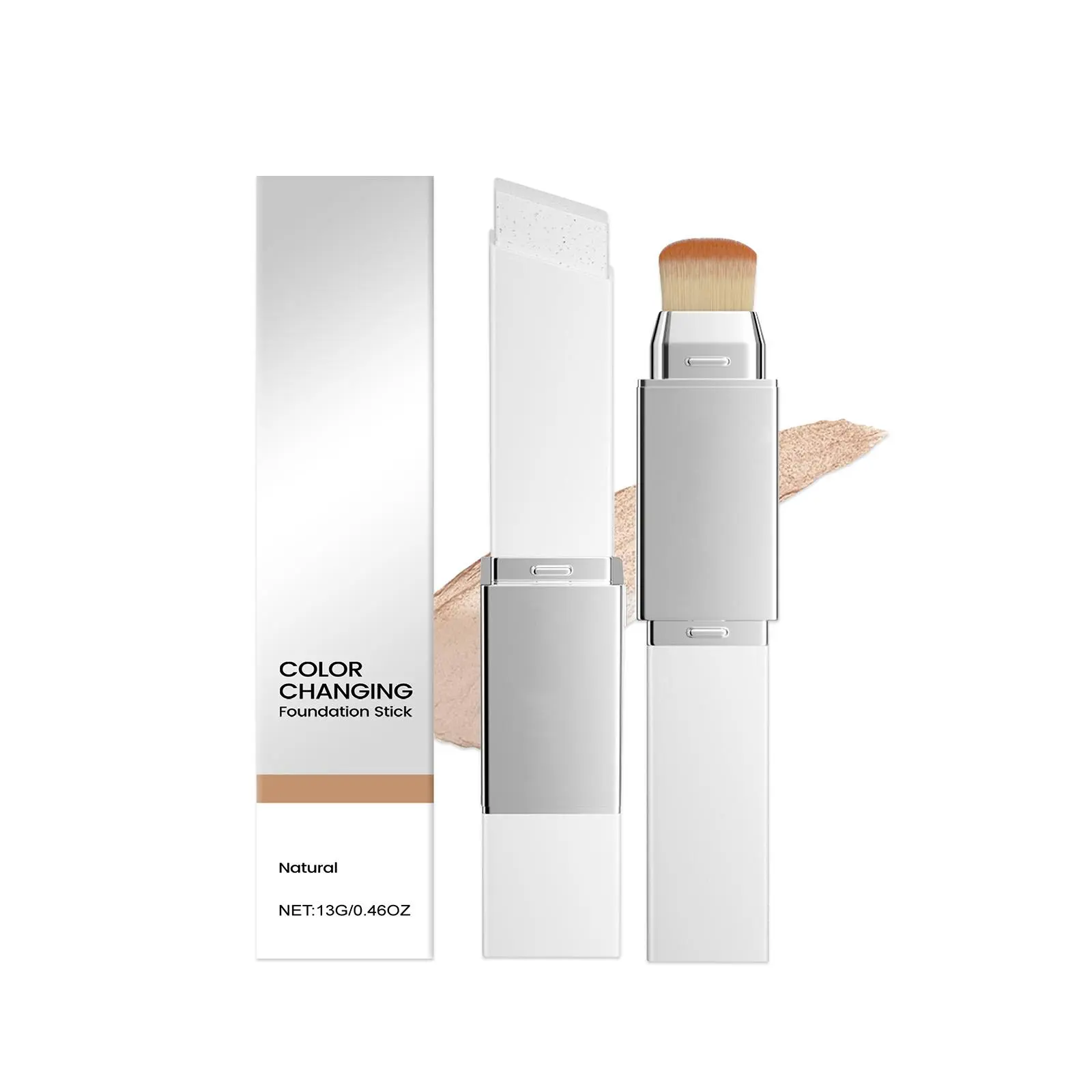 Compact Foundation & Concealer Stick with Brush, 13g Self-Adjusting Oil-Control Matte Soft Cream, Blendable Pore-Blurring Acne Coverage, Smooth Flawless Ivory Match Hydrating Lightweight Longwear Daily Makeup