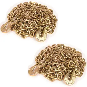 Aain G80 Transport Binder Chain 2 Pack 3/8 Inch x 20 Foot Heavy Duty Binder Chain with G70 Safe Grabs 6,600 lbs WLL Trailer Chains Set for Truck Transporting Towing Logging Tie Down Safety Chain