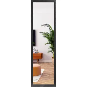 Door mirror full length wallmounted mirror rectangle tall with engraving frame for bedroom living room dressing room black 50 x14