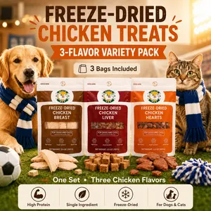 Peach Pet Freeze-Dried Chicken Variety Mix Dog & Cat Treats, 3-Pack 3.5oz Clean Label High Protein Snacks