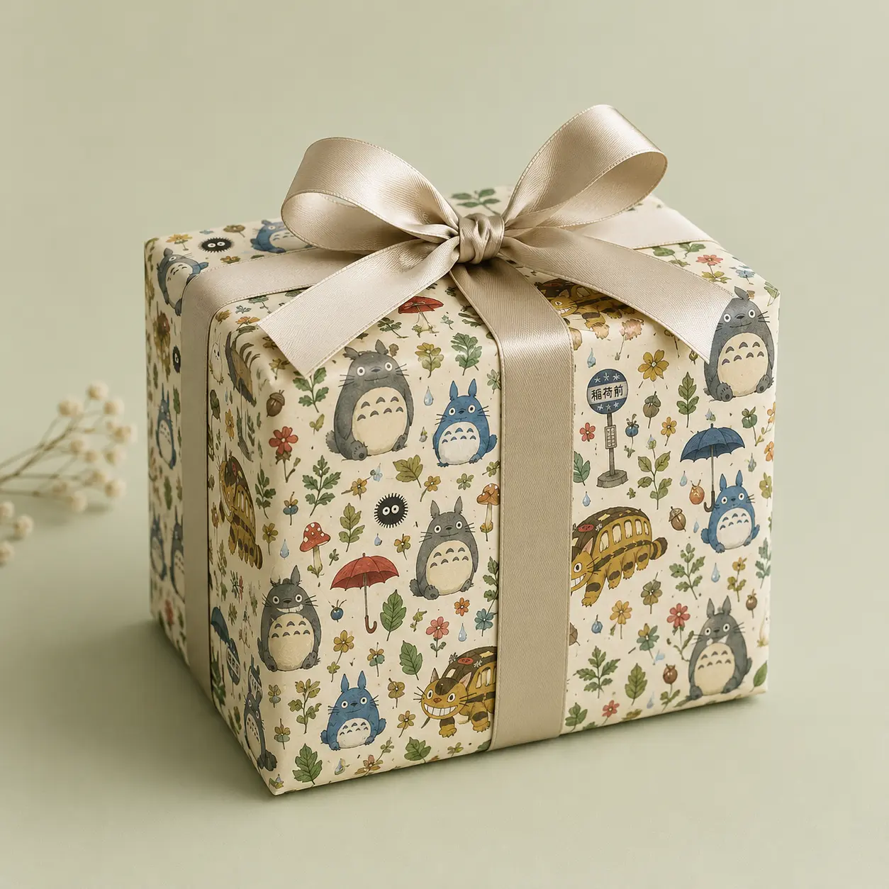 Cute Totoro Wrapping Paper, Aesthetic Studio Ghibli Anime Gift Wrap Roll for Birthday & Anime Lovers