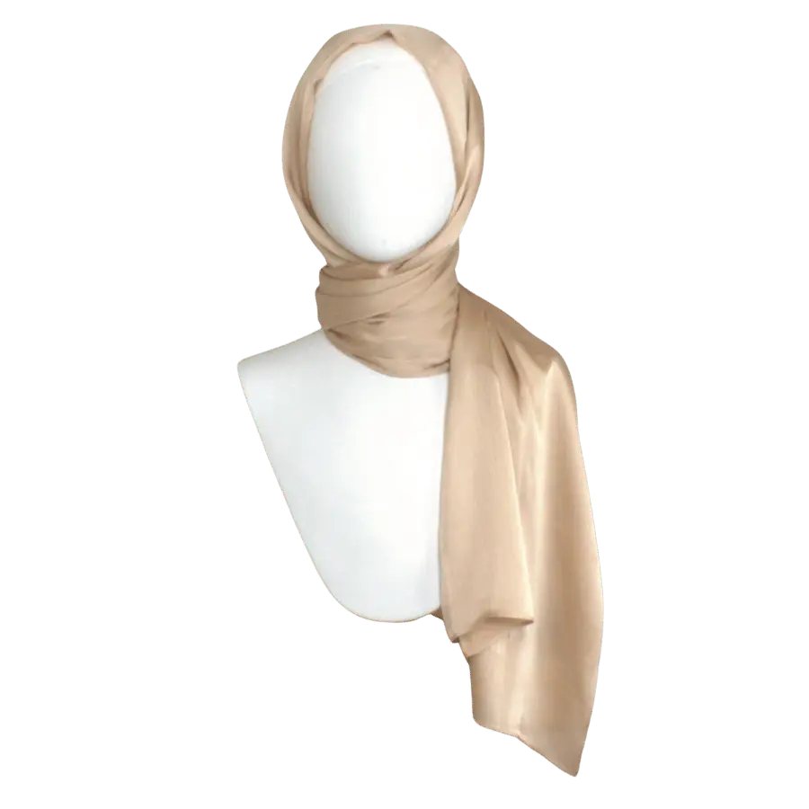 Luxe Elegance Satin Crinkle Hijab - Golden Pearl