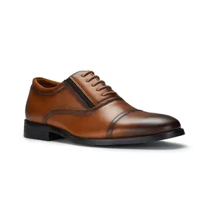 Ferro Aldo Adam cap-toe oxford dress shoes with elastic gore, in Cognac, Men's Size 6.5 - 13