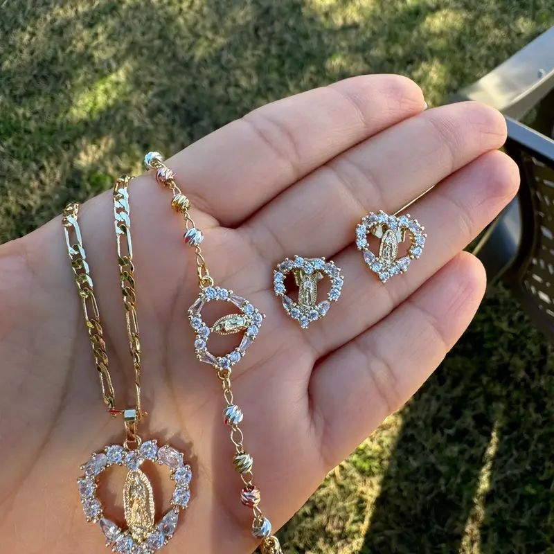 Virgen Mary heart set with rosary bracelet