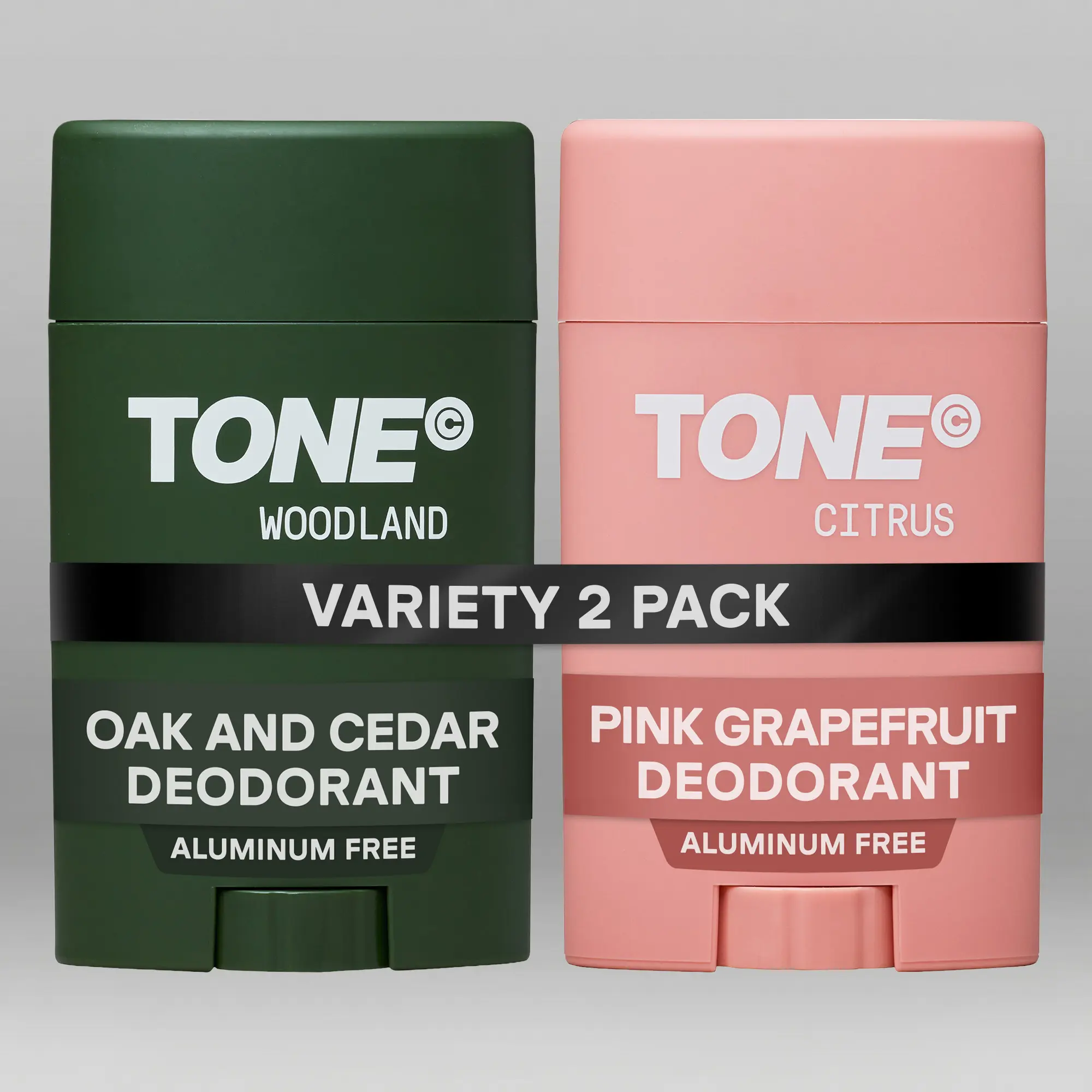 TONE Aluminum-Free Deodorant for Men & Women, 2-Pack 2.65 oz Woodland & Citrus Fragrances, Coconut & Shea Body Care, Paraben-Free 48-Hour Odor Protection, Dermatologist-Tested Bright Formula, Gift, Moisturizing, Scent, Grapefruit, Gym